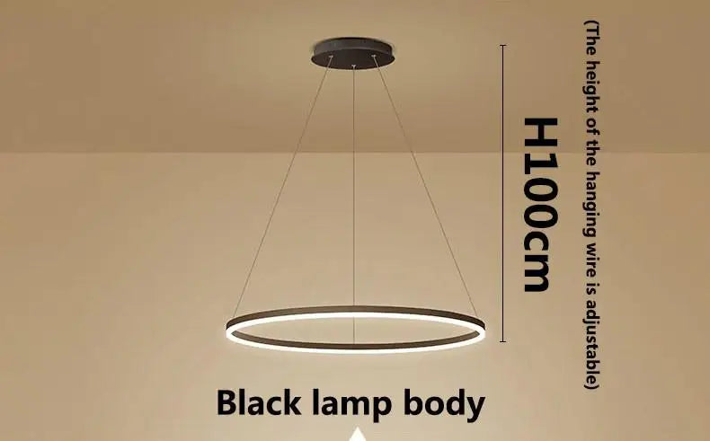 Afralia™ Modern Dimmable Black Gold Ring Pendant Lights for Dining Room Home Decor