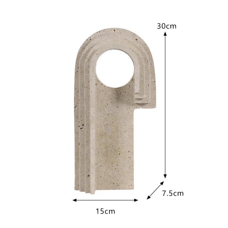 Afralia™ Archway Shape Travertine Sculpture Figurine Statue for Home Decor