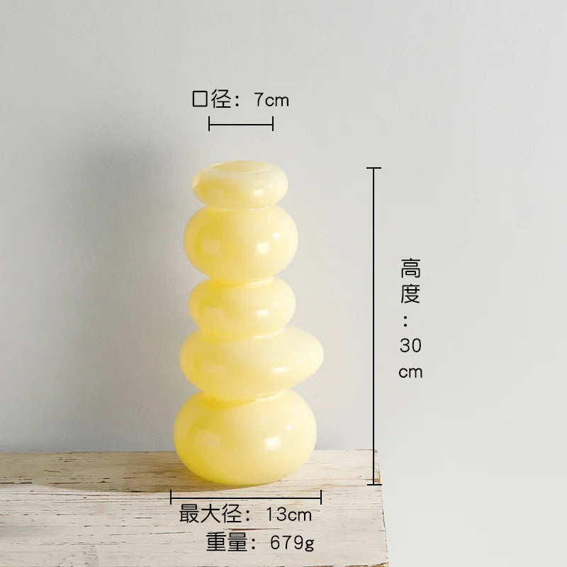 Afralia™ Geometric Glass Vase Terrarium Pebble Stack Floral Arrangement Home Decor