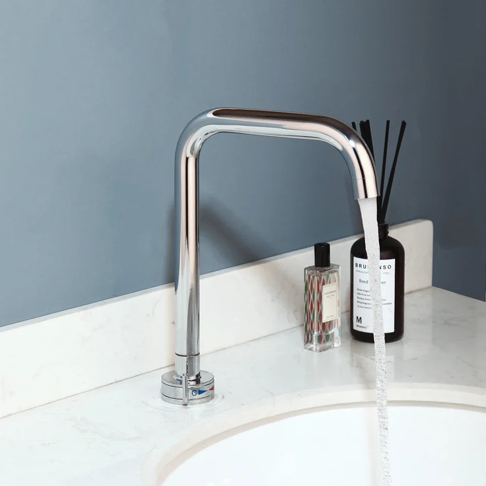 Afralia™ Chrome Plated Basin Faucet with Stream Spout, Deck Mounted Stainless Steel Mixer