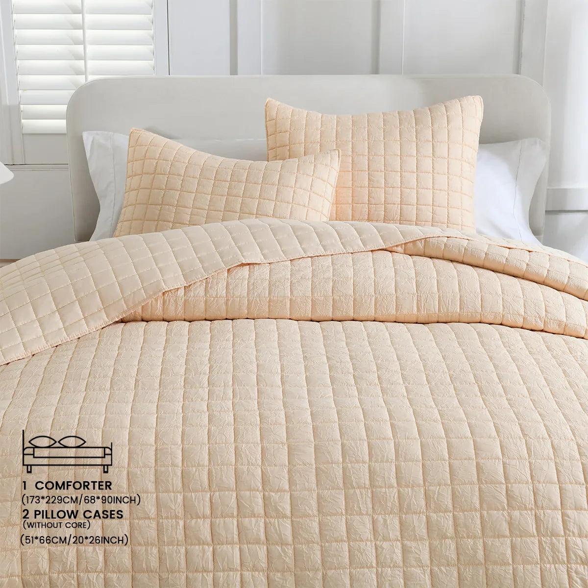 Afralia™ Soft Crumpled Bedspread Set, Breathable & Comfortable 3-Piece Bedding Kit