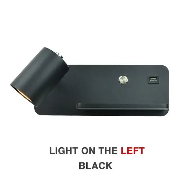 Afralia™ Wireless Charging Wall Lamp USB GU10 5W Switch Sconce for Modern Interior Lighting