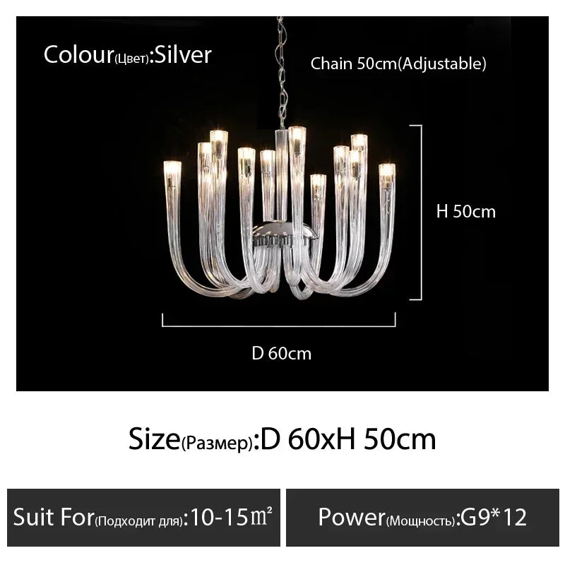 Afralia™ Luxury LED Glass Chandelier for Living Room - Designer Home Decor