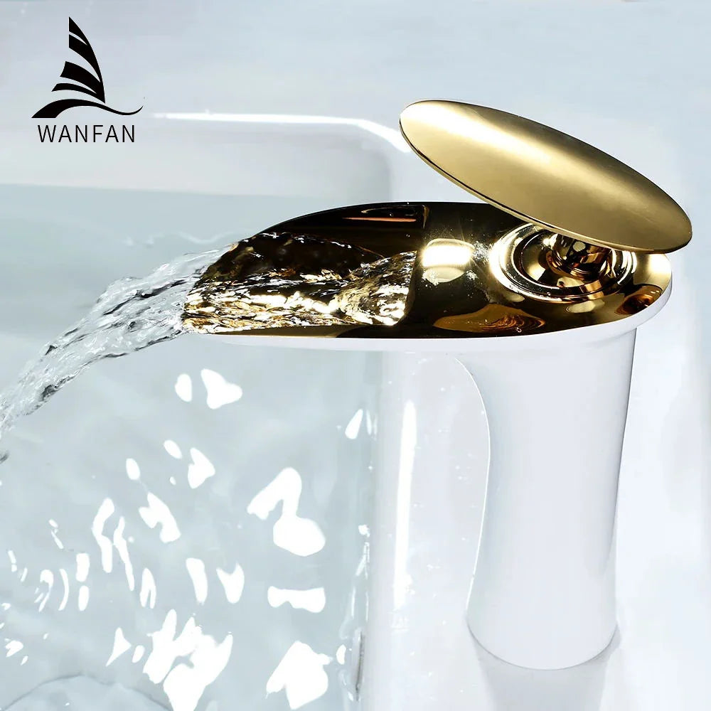 Afralia™ Waterfall Bathroom Faucet Single Handle Basin Mixer Tap Brass Sink Water Crane