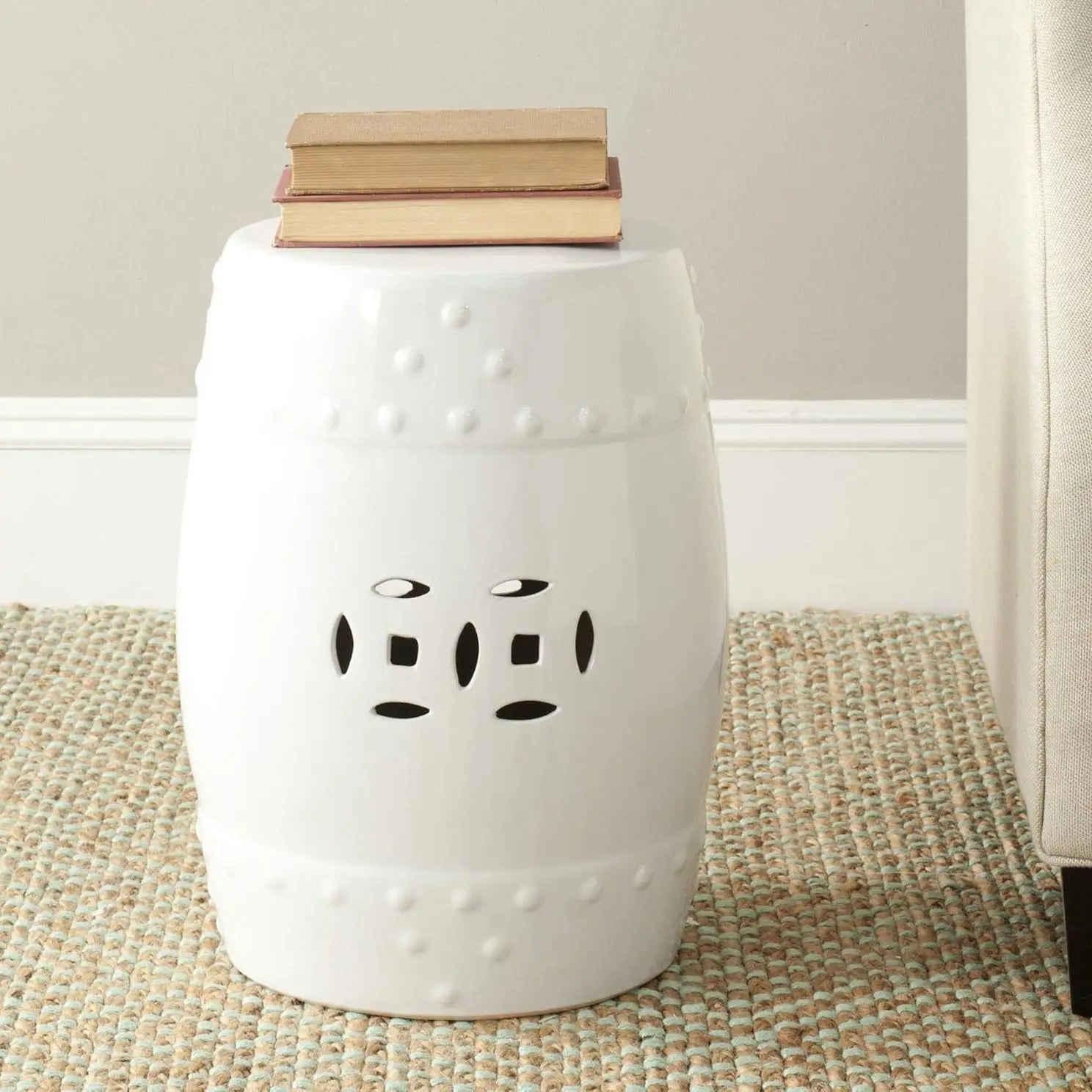 Afralia™ Round Ceramic Garden Stool for Outdoor Use