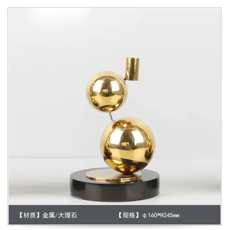Afralia™ Nero Marquina Marble Candle Holder with Gold Stainless Steel Finish