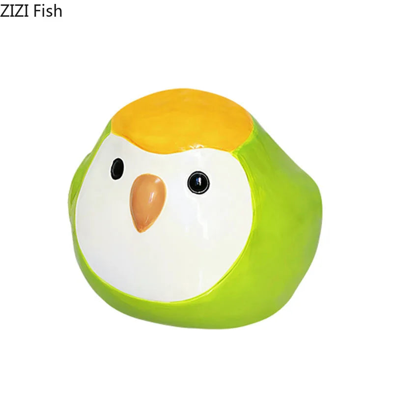 Afralia™ Chubby Parrot Ceramic Tissue Box: Creative Bird Desk Decoration & Paper Towel Case