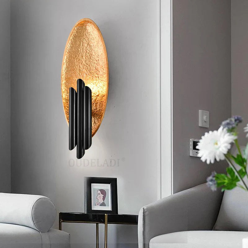 Afralia™ Metal Tube Resin Plate Wall Lamps Nordic Home Living Room Background Sconce