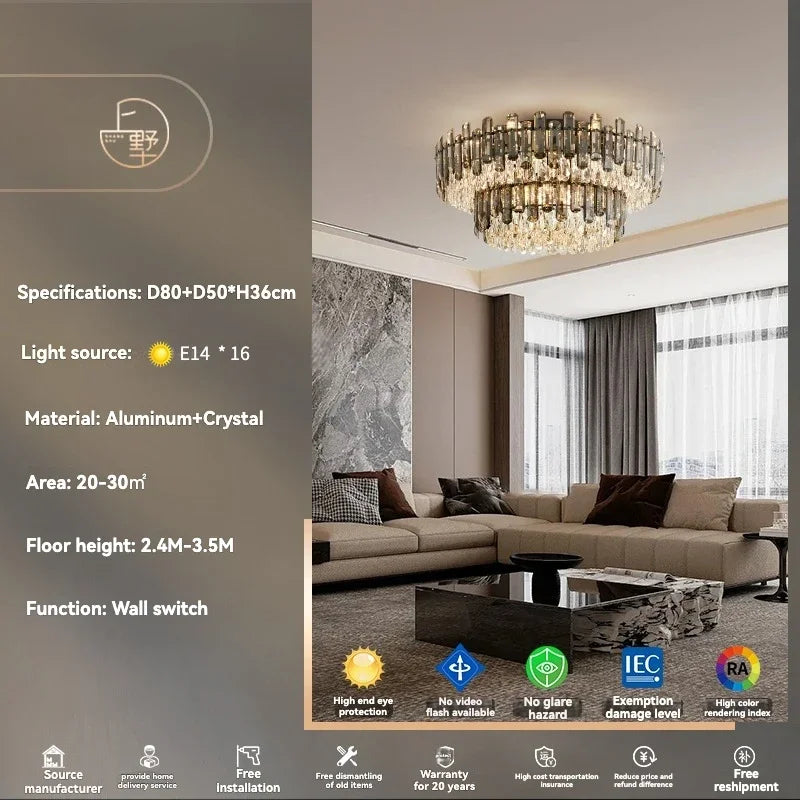 Afralia™ Gold Crystal Ceiling Chandelier: Luxury Modern LED Pendant for Home Décor