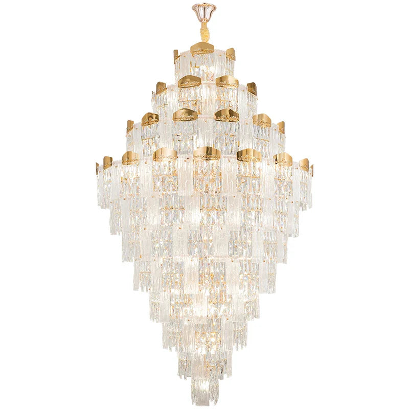 Afralia™ Spiral Staircase Chandelier: Modern Crystal Light for High Livingroom