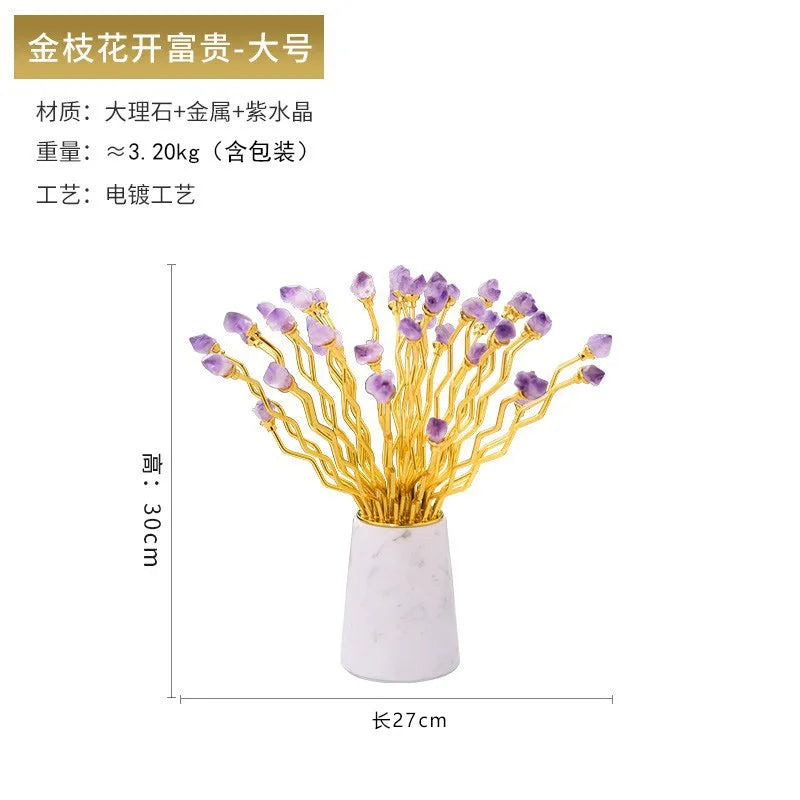 Afralia™ Modern Light Luxury Model Room Decor with Natural Purple Blooming Plants