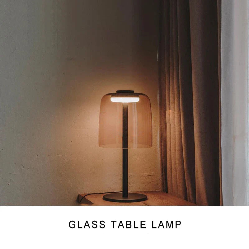Afralia™ Glass Mushroom Table Lamp Luxury Minimalist Desk Light Nightstand Decor