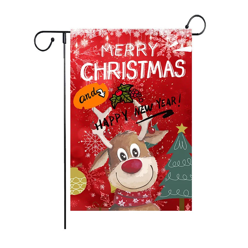 Afralia™ Christmas Deer & Santa Garden Flags - Outdoor Xmas Decorations