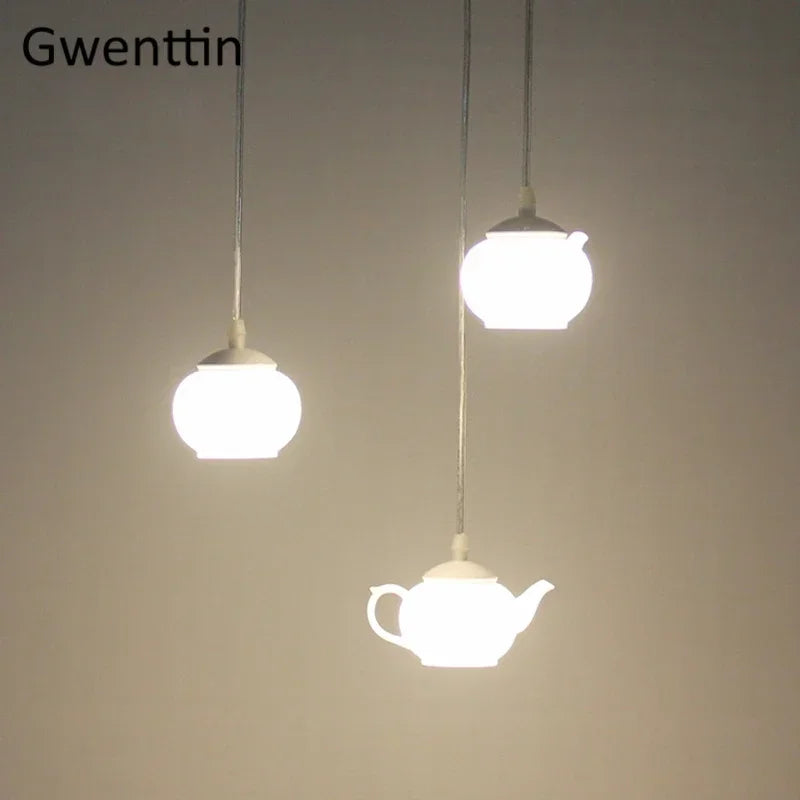 Afralia™ Teapot Pendant Lights: Modern LED Hanging Lamps for Home Decor