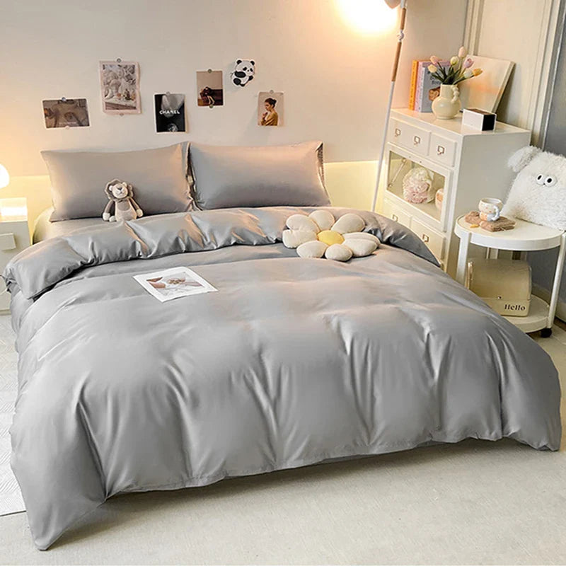 Afralia™ Double Color Blocked Ice Silk Bedding Set for Light Luxury Summer Comfort