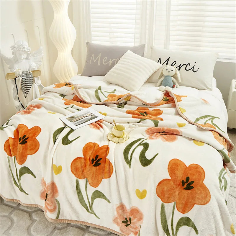 Afralia™ Cozy Flannel Blanket for All Seasons: Double-Sided Velvet Bed Cover, Single Double