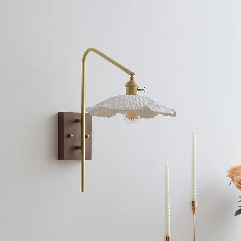 Afralia™ Walnut Ceramic LED Wall Sconce with Knob Switch - Modern Stair Light Fixtures