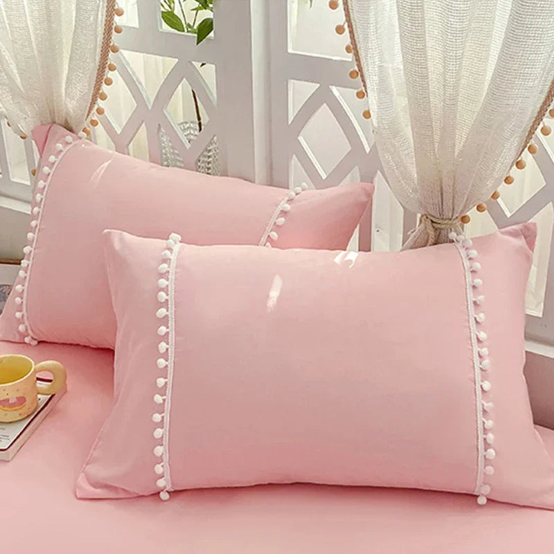 Afralia™ Pearl Lace Bowknot Princess Bedding Sets for Girl Woman Bedroom