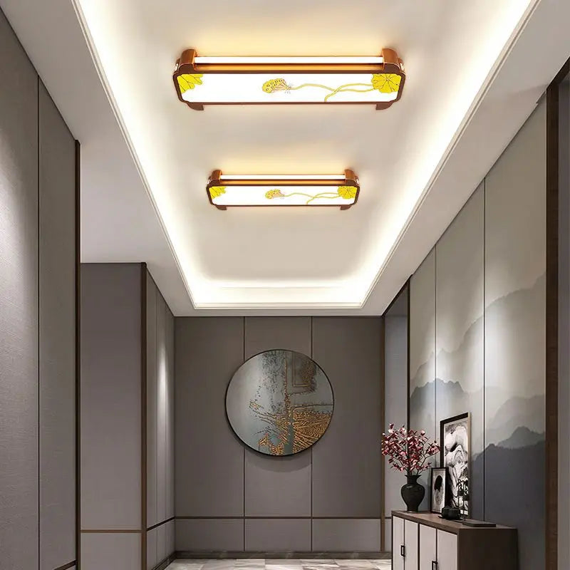 Afralia™ Chinese Style LED Ceiling Lights, Enamel Colored Corridor Wall Lights for Entrance Balcony