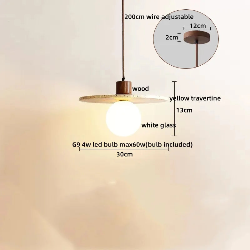 Afralia™ LED Yellow Travertine Hanging Lamp for Home Decor and Lighting Fixtures