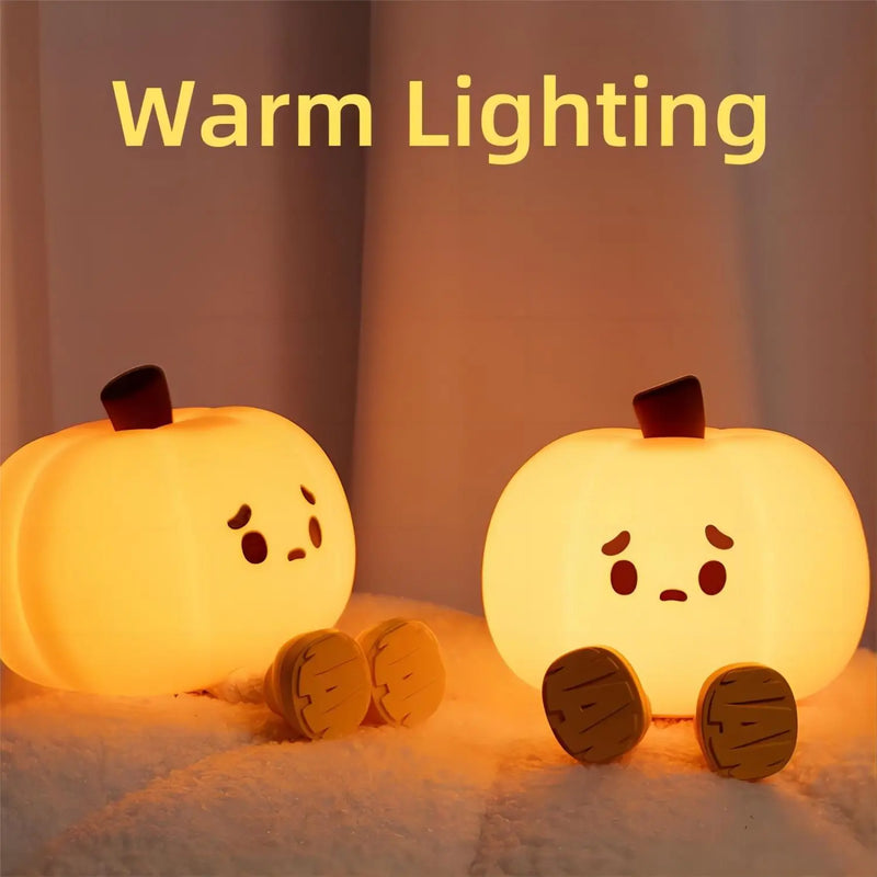 Afralia™ Pumpkin Night Lights: Dimmable Silicone Lamp for Kids, Baby.