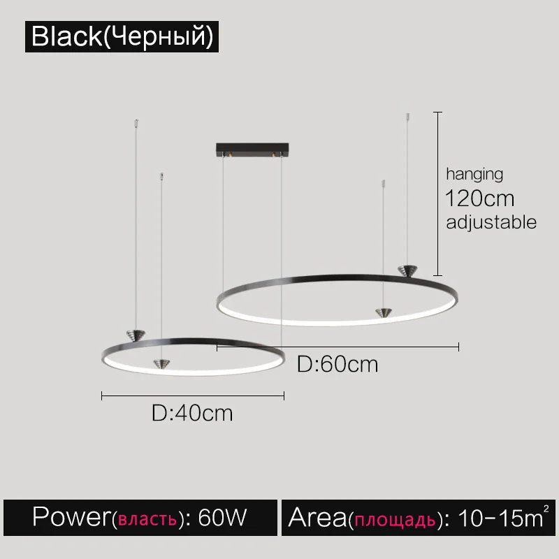 Afralia™ Modern Italian Style LED Annular Chandelier for Living Room Dining Bedroom
