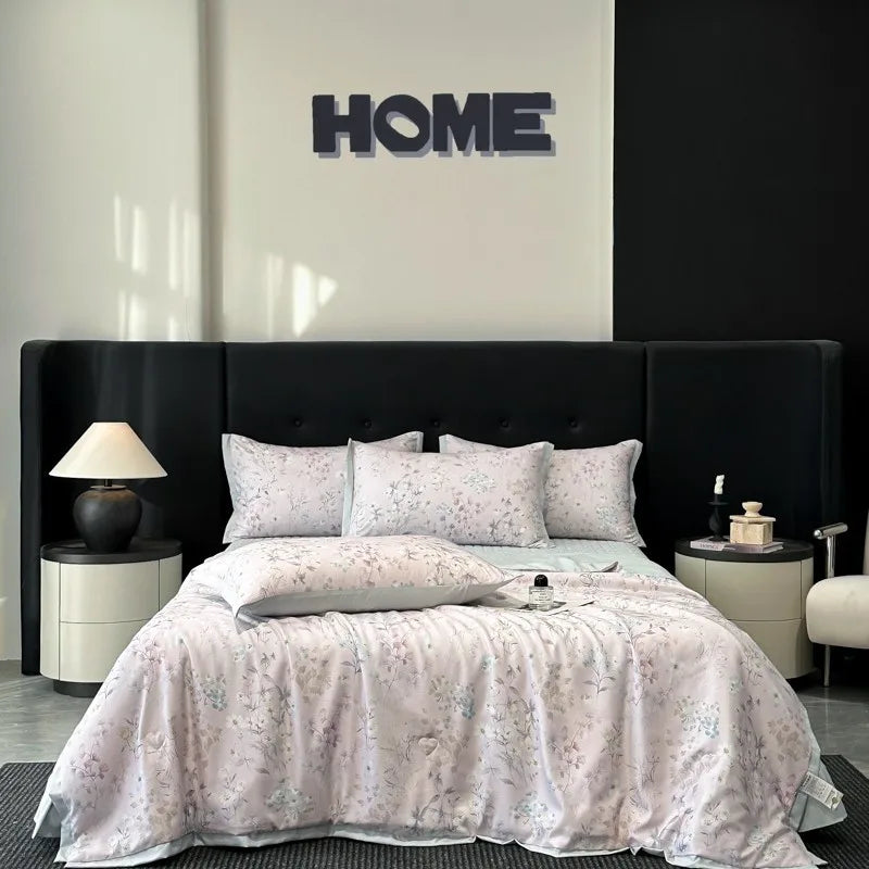 Afralia™ Cool Silk Summer Quilt Set with Sheets & Pillowcases