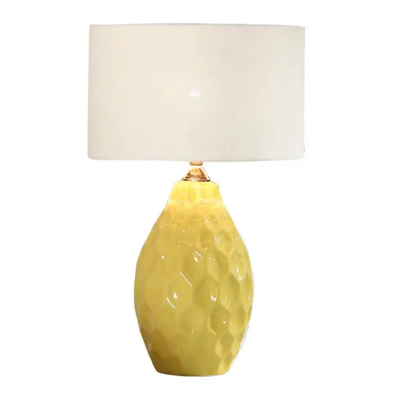 Afralia™ Modern White Ceramic Table Lamp with Remote Control and Fabric Shade