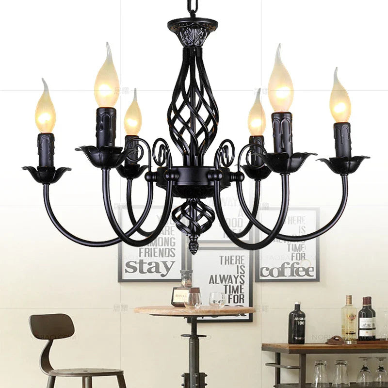 Afralia™ Retro Black White Chandelier Metal Lamp for Dining Living Room Hotel Lighting