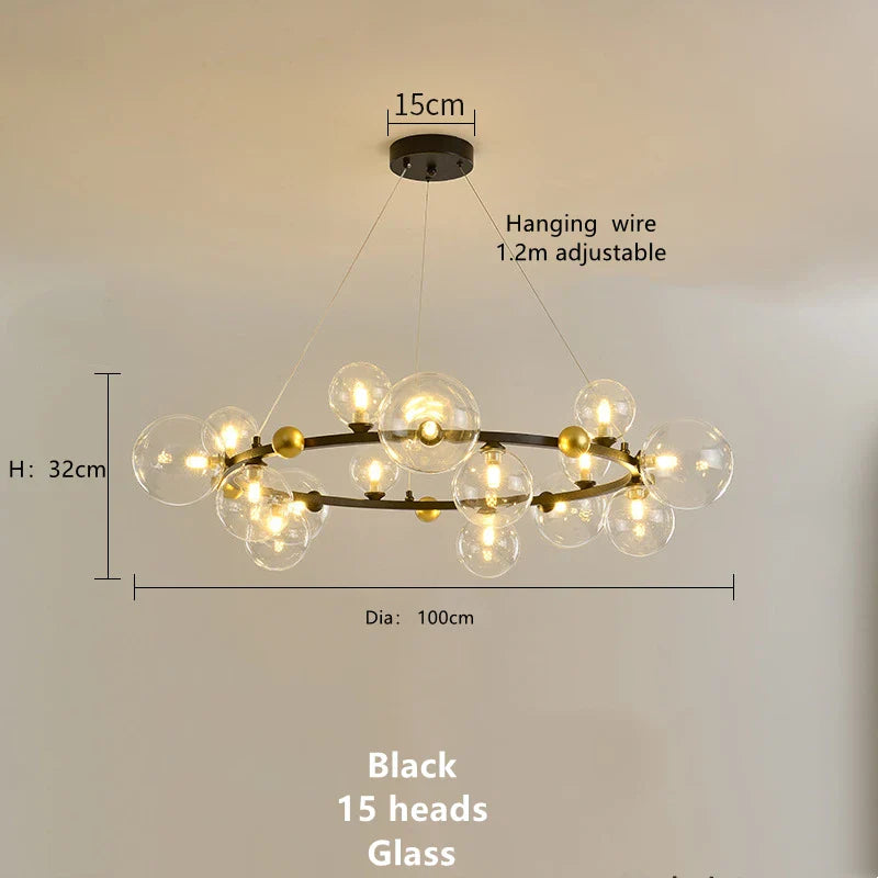 Afralia™ Magic Beans Glass Ball LED Ceiling Chandelier for Home Decor Lighting