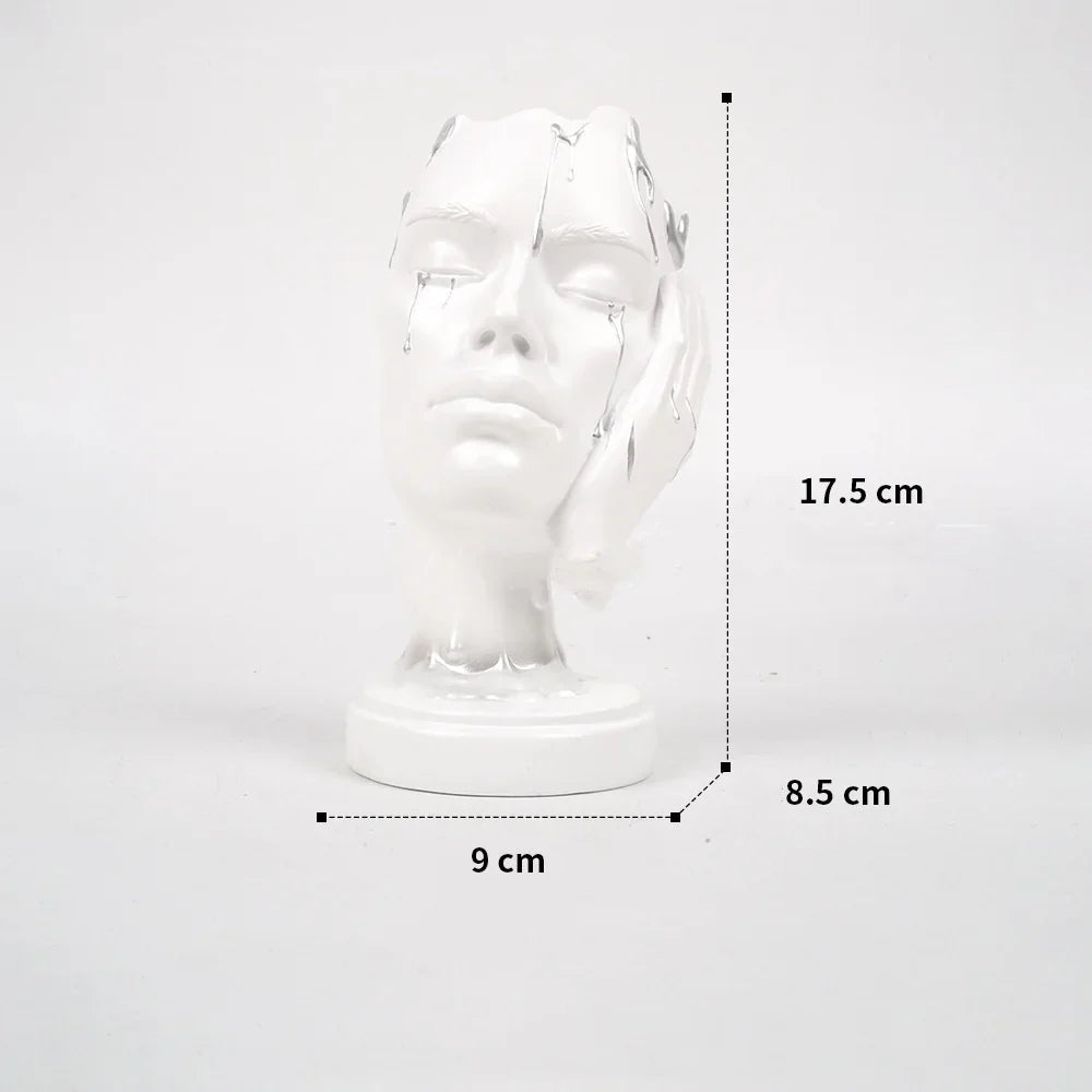 Afralia™ Abstract Face Mask Silence Gold Resin Statue Home Decor Figurine