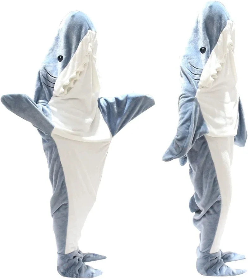 Afralia™ Cozy Shark Blanket: Soft Flannel, Thicken, Warm Lap Sleeping Bag Pyjamas