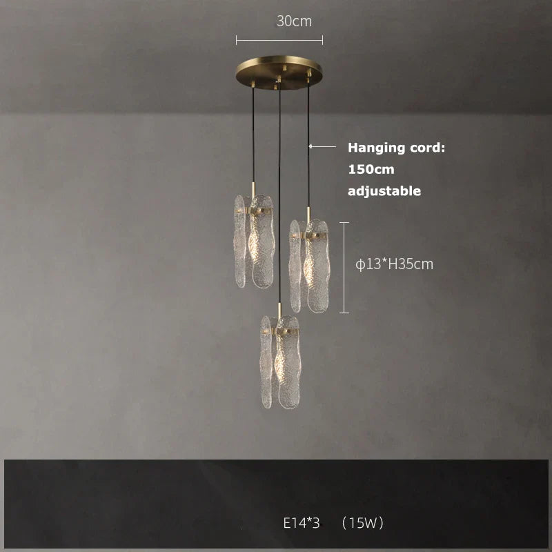 Afralia™ Gold Water Ripple Glass Ceiling Lamp for Bedroom Kitchen Home Decor