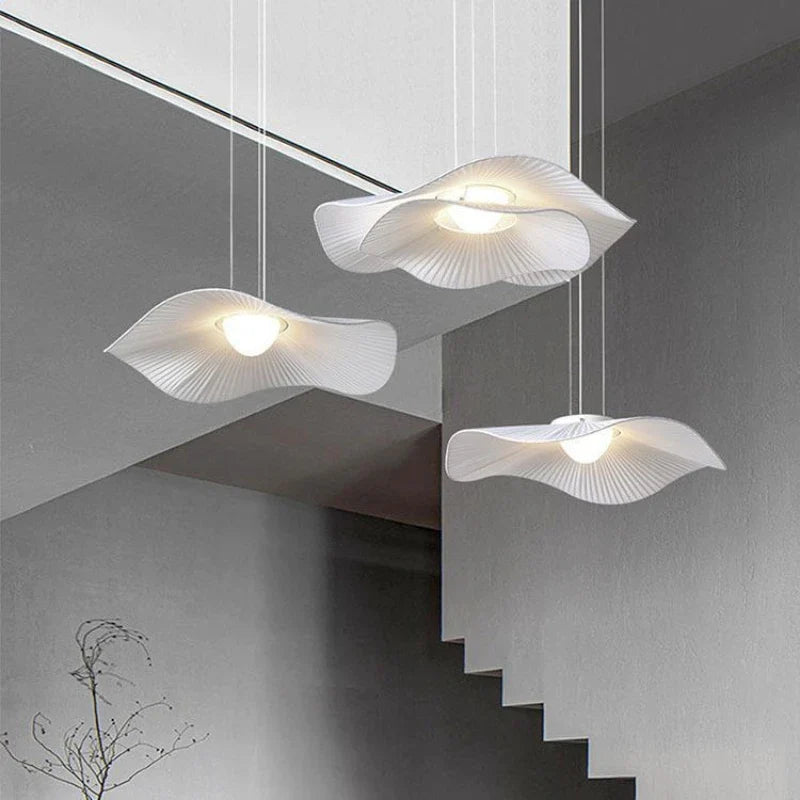 Afralia™ White Fabric LED Pendant Lights for Modern Dining Room Elegance