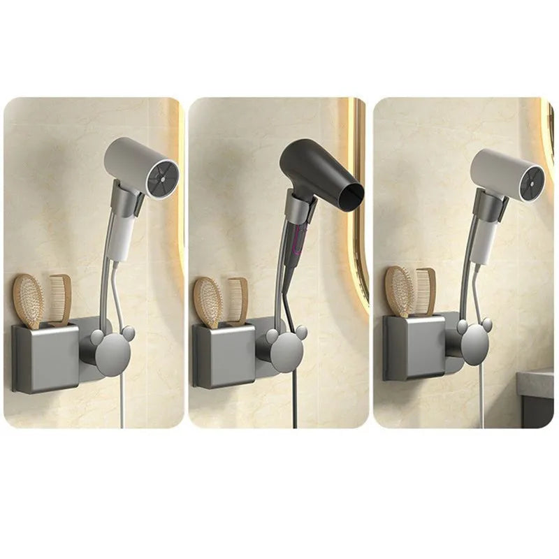 Afralia™ Bathroom Hair Dryer Holder Wall Mount Storage Rack