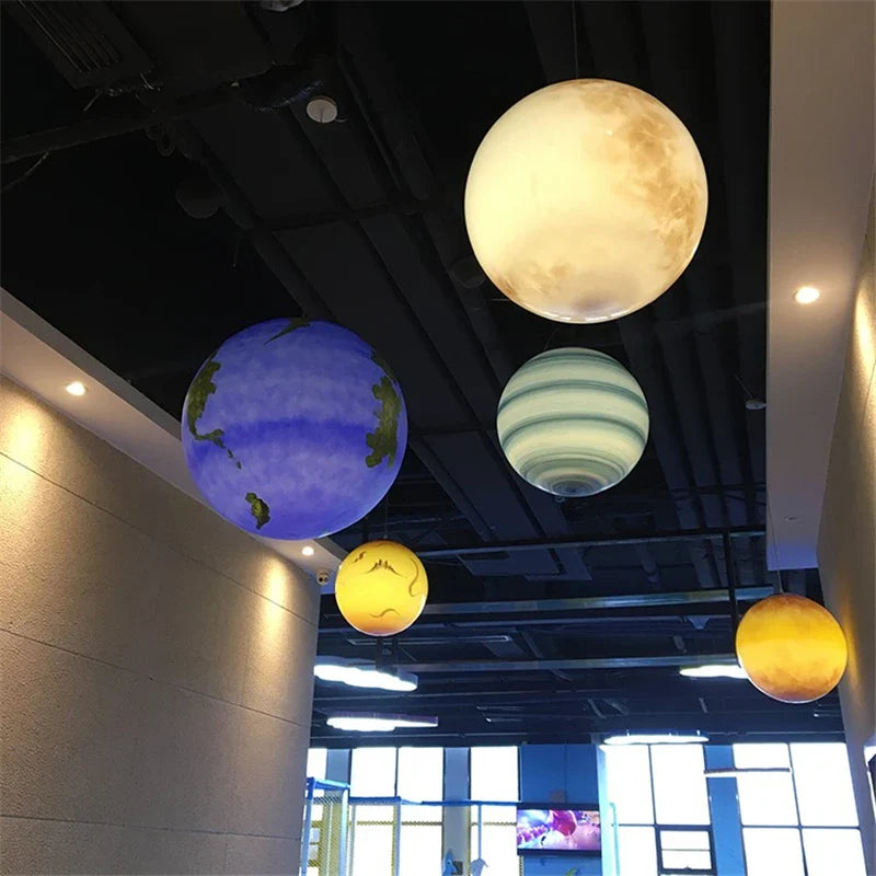 Afralia™ Solar System Planet Pendant LED Chandelier: Creative Indoor & Outdoor Decorative Lamp
