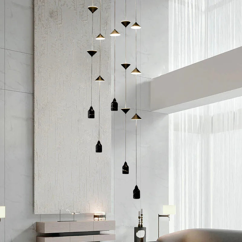 Nordic LED Pendant Lights by Afralia™ - Modern Gold Black Metal Hanging Lamp