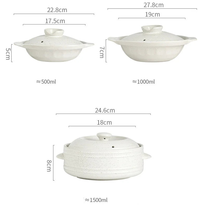 Afralia™ Ceramic Stew Pot - Versatile Earthenware Soup Pot for Cooking Gas - Heat Resistant Bibimbap & Noodle Saucepan