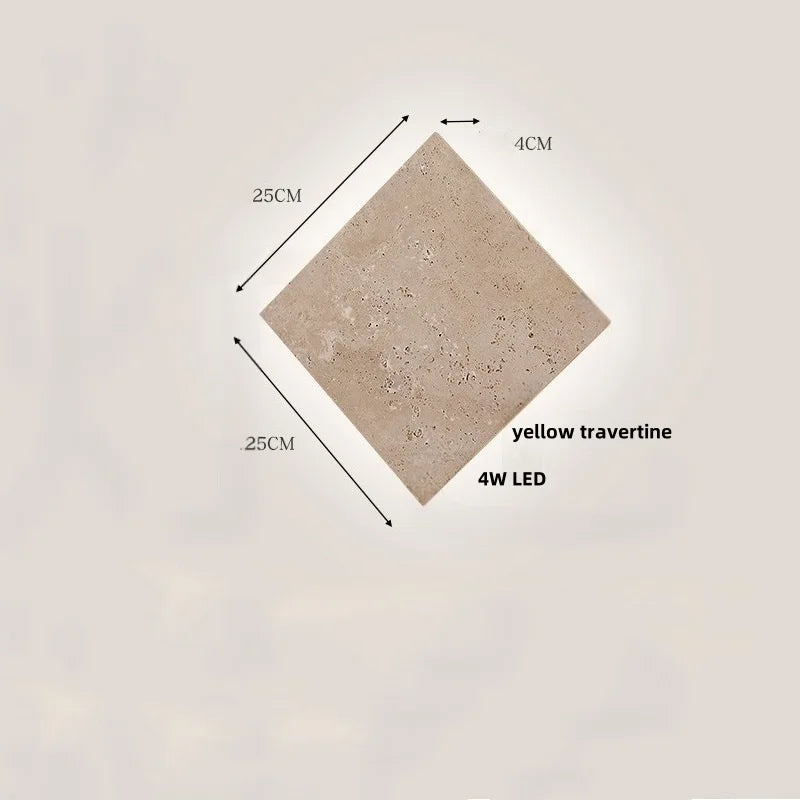 Afralia™ Yellow Travertine LED Wall Sconce for Bedroom Staircase Living Room - Nordic Modern Commercial-grade Mirror Light