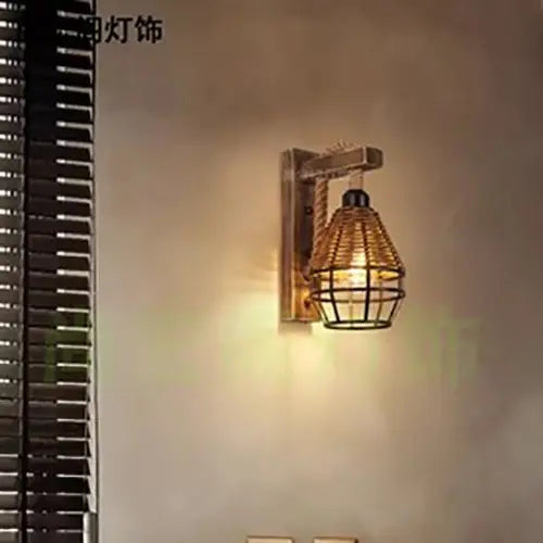 Afralia™ Bamboo Wicker Wall Lamp E27 Chandeliers Hand-Woven Room Decor Light Fixtures