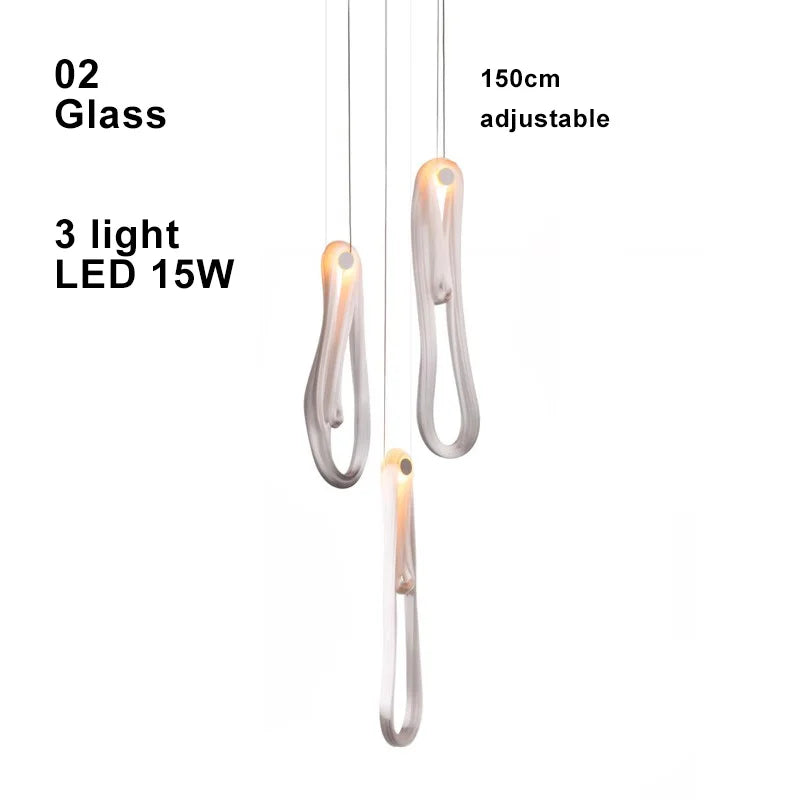 Afralia™ Linear White Glass Chandelier LED Dimmable Bedroom Light