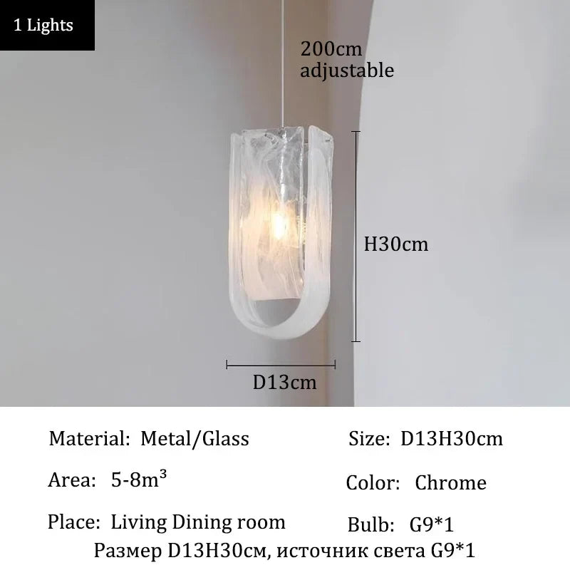Afralia™ Glass Pendant Chandelier Ceiling Light Fixture for Home Dining Room Luxe Decor