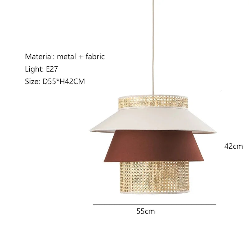 Afralia™ Retro Wabi Sabi Rattan Pendant Light Fixture for Dining Room