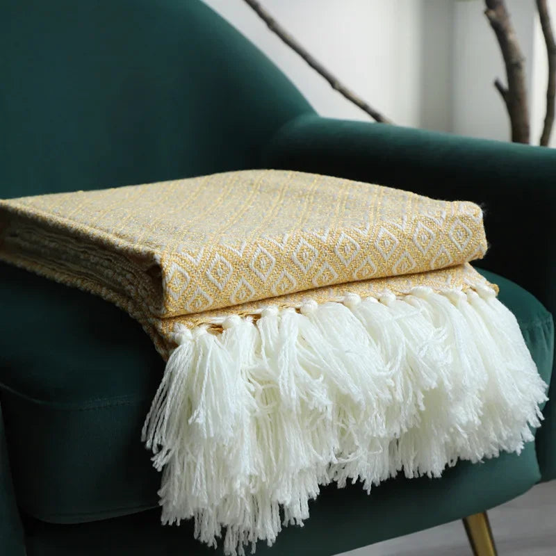 Afralia™ Golden Knitted Blanket: Luxuriously Soft Sofa Cover & Bedspread