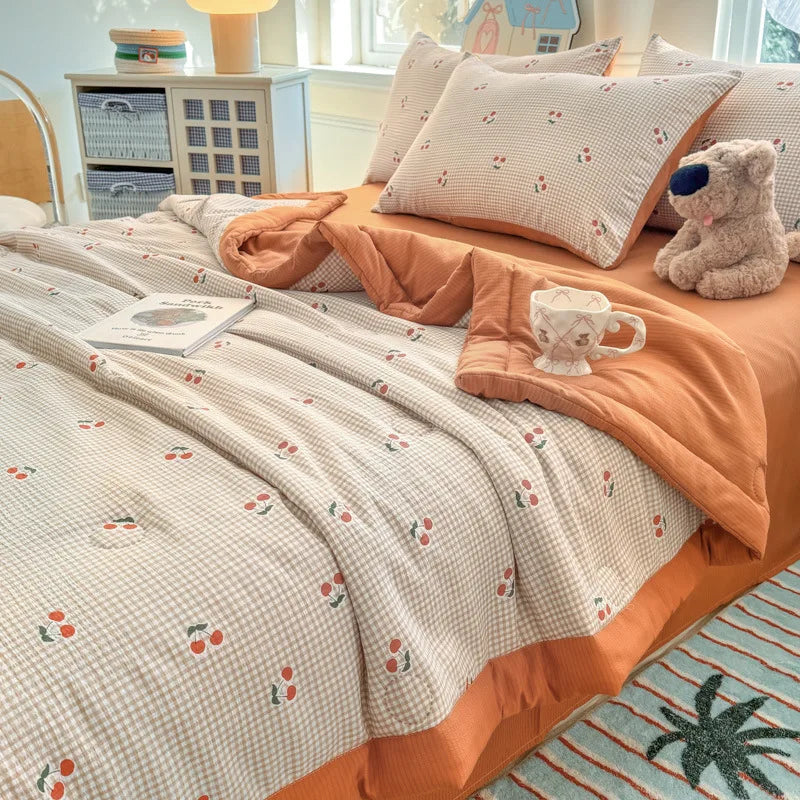 Afralia™ Floral Printed Quilted Bubble Cotton Duvet for Summer - Ultra-Soft Skin-Friendly Bedding