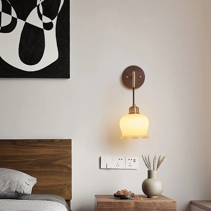 Afralia™ Nordic Walnut Wood LED Wall Lamp for Modern Living Spaces