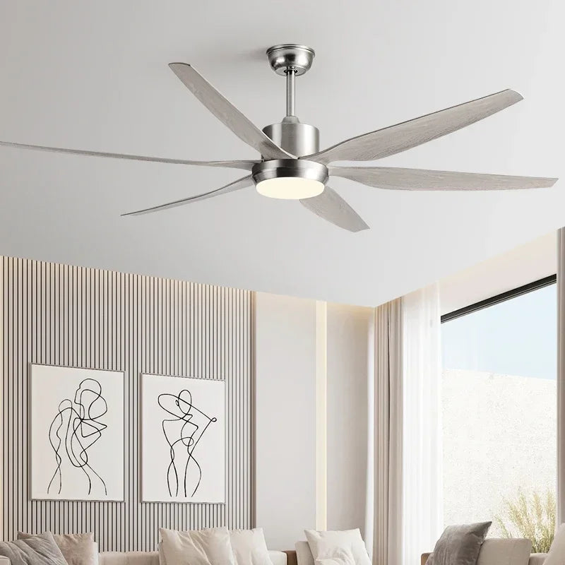 Afralia™ Modern Six-Leaf LED Ceiling Fan Light for Restaurant and Living Room