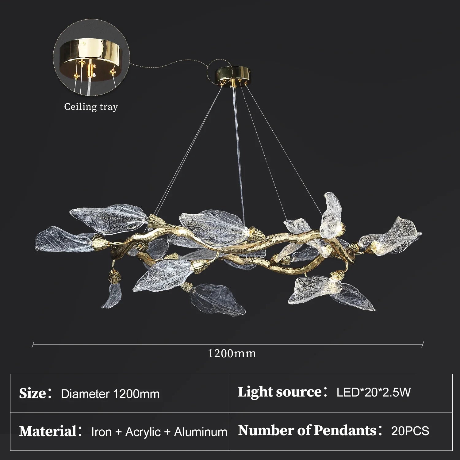 Afralia™ Leaf Design Clear Glass Pendant Light, Luxury Ceiling Lamp