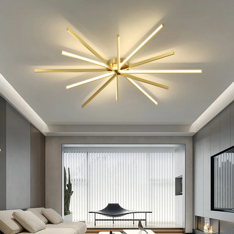 Brass LED Ceiling Lights Gold Back Living Room Bedroom Modern Lamp Afralia™