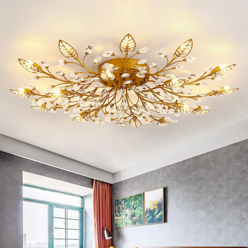 Afralia™ Crystal Ceiling Chandelier LED Fixture Lights for Living Room Bedroom by Samsarah Lighting